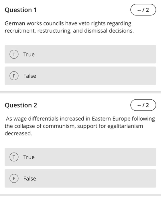 Solved Question 1 (-12 German works councils have veto | Chegg.com