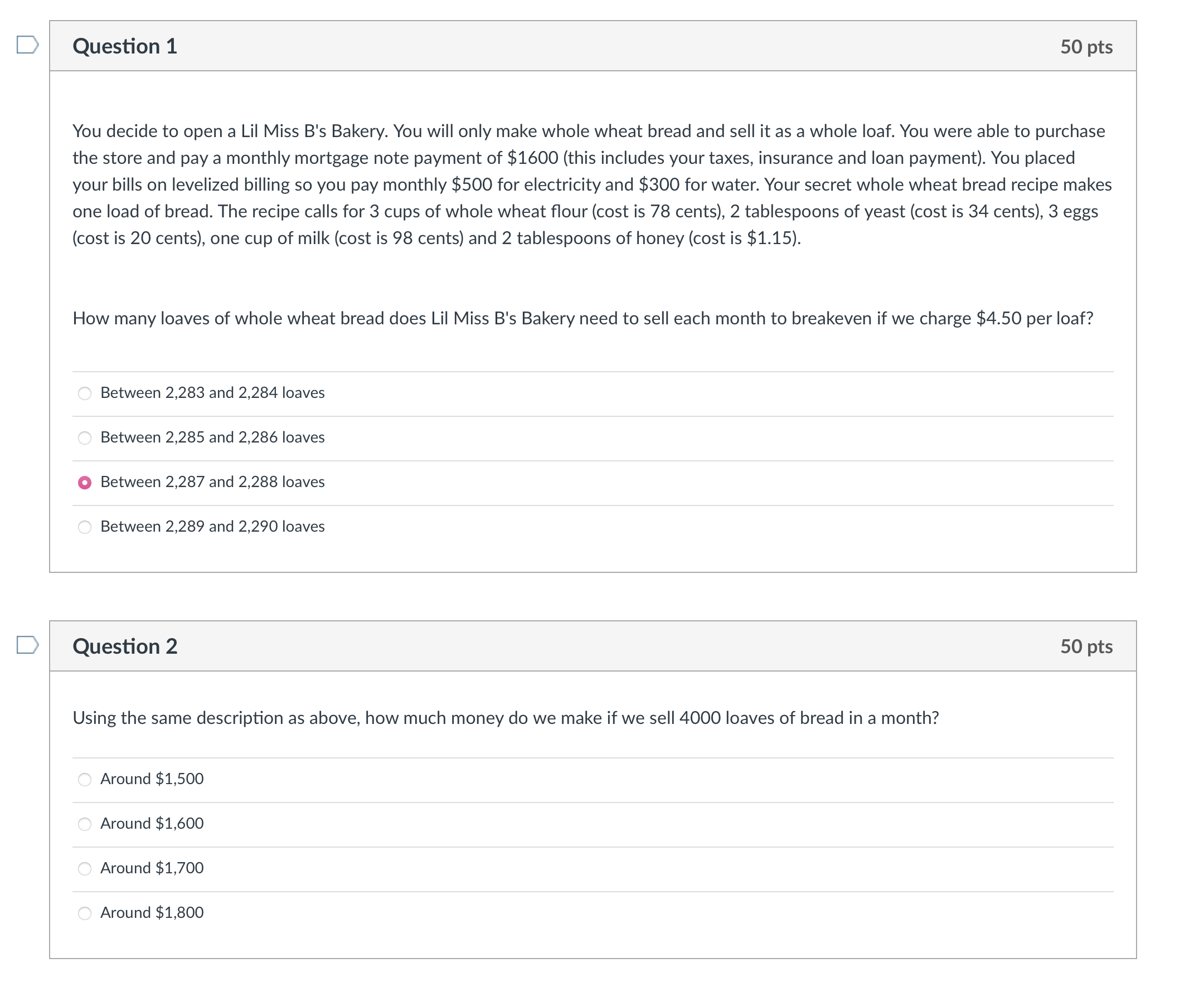 Solved Question 1You decide to open a Lil Miss B's Bakery. | Chegg.com