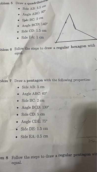 Question 5 - Draw a triangle ABC with side BC = 6 cm, AB = 5 cm, angle