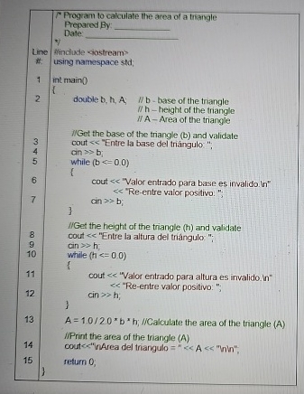 The following program calculates the area of a | Chegg.com