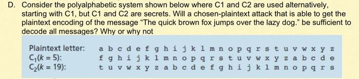 Solved D. Consider the polyalphabetic system shown below | Chegg.com