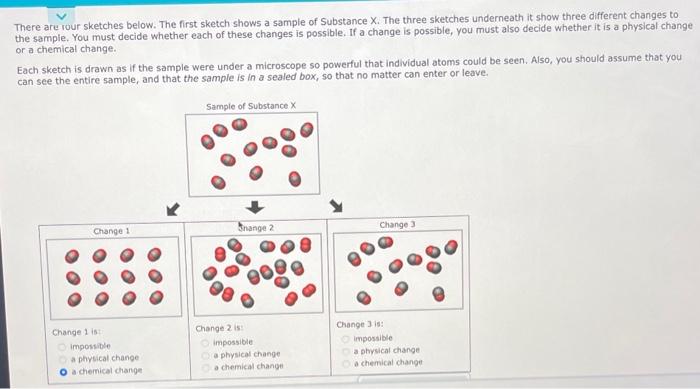 There are rour sketches below. The first sketch shows a sample of Substance \( X \). The three sketches underneath it show th