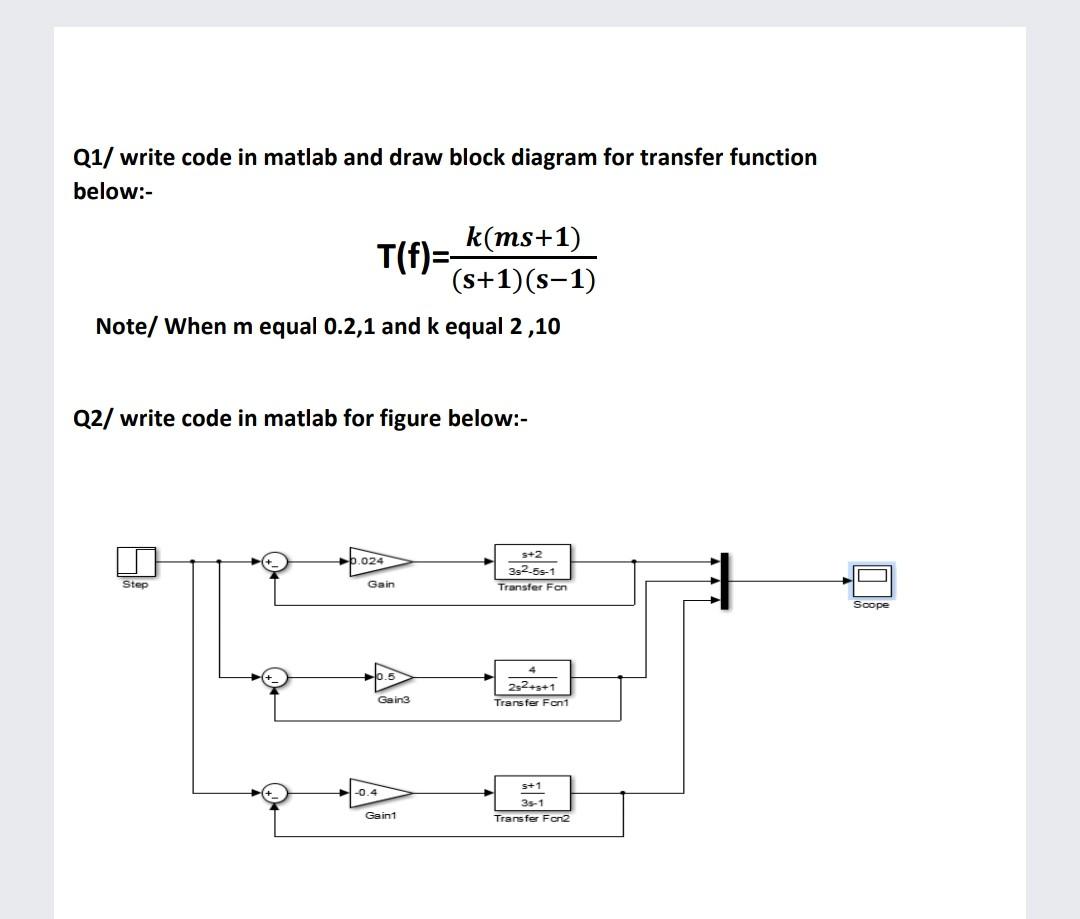 Solved Q1/ write code in matlab and draw block diagram for | Chegg.com