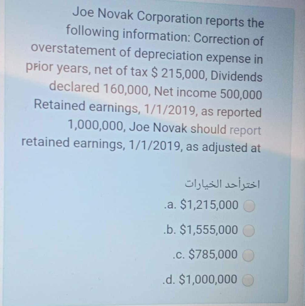 Solved Joe Novak Corporation reports the following