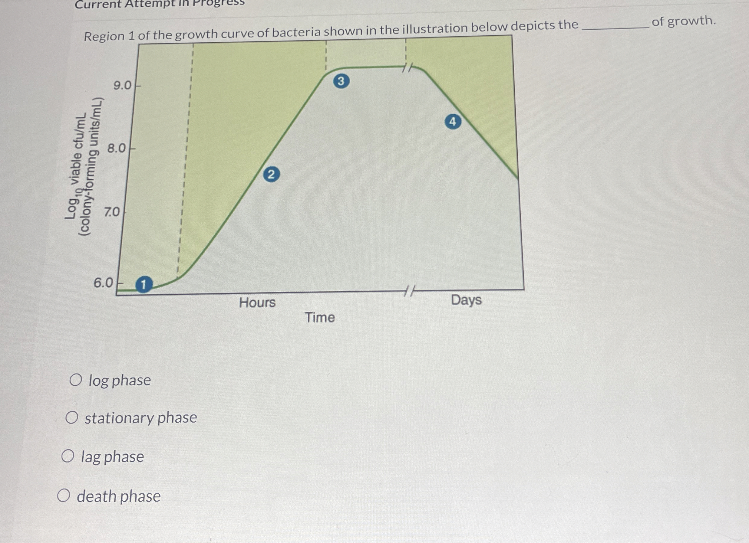 Solved Region 1 ﻿of the growth curve of bacteria shown in | Chegg.com