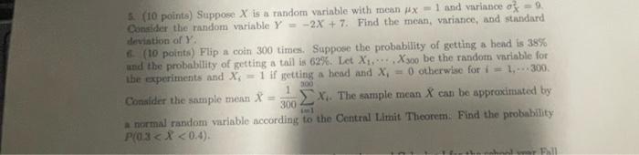 Solved 5. (10 points) Suppose X is a random variable with | Chegg.com