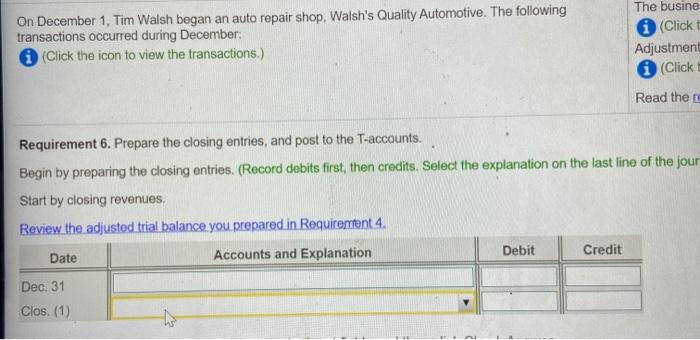Solved 6. Prepare the closing entries, and post to the | Chegg.com