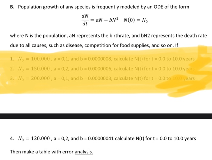 Solved B. Population Growth Of Any Species Is Frequently | Chegg.com