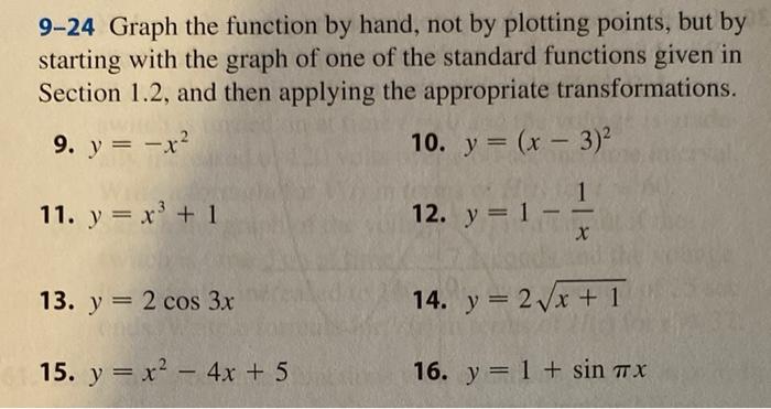 Solved 9-24 Graph the function by hand, not by plotting | Chegg.com