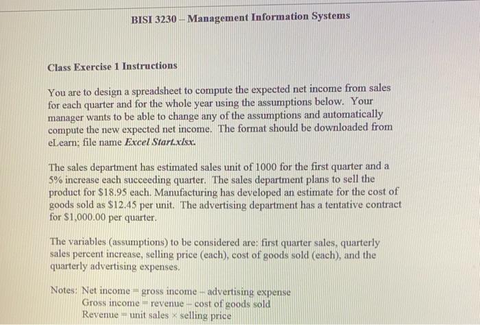 Solved BISI 3230 - Management Information Systems Class | Chegg.com