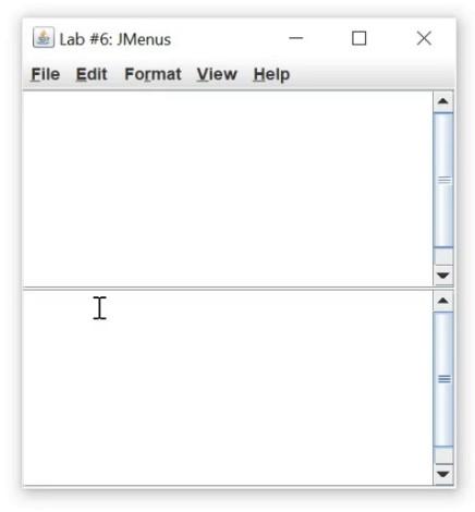 Solved Lab #6: JMenus File Edit Format View Help I Lab #6: | Chegg.com