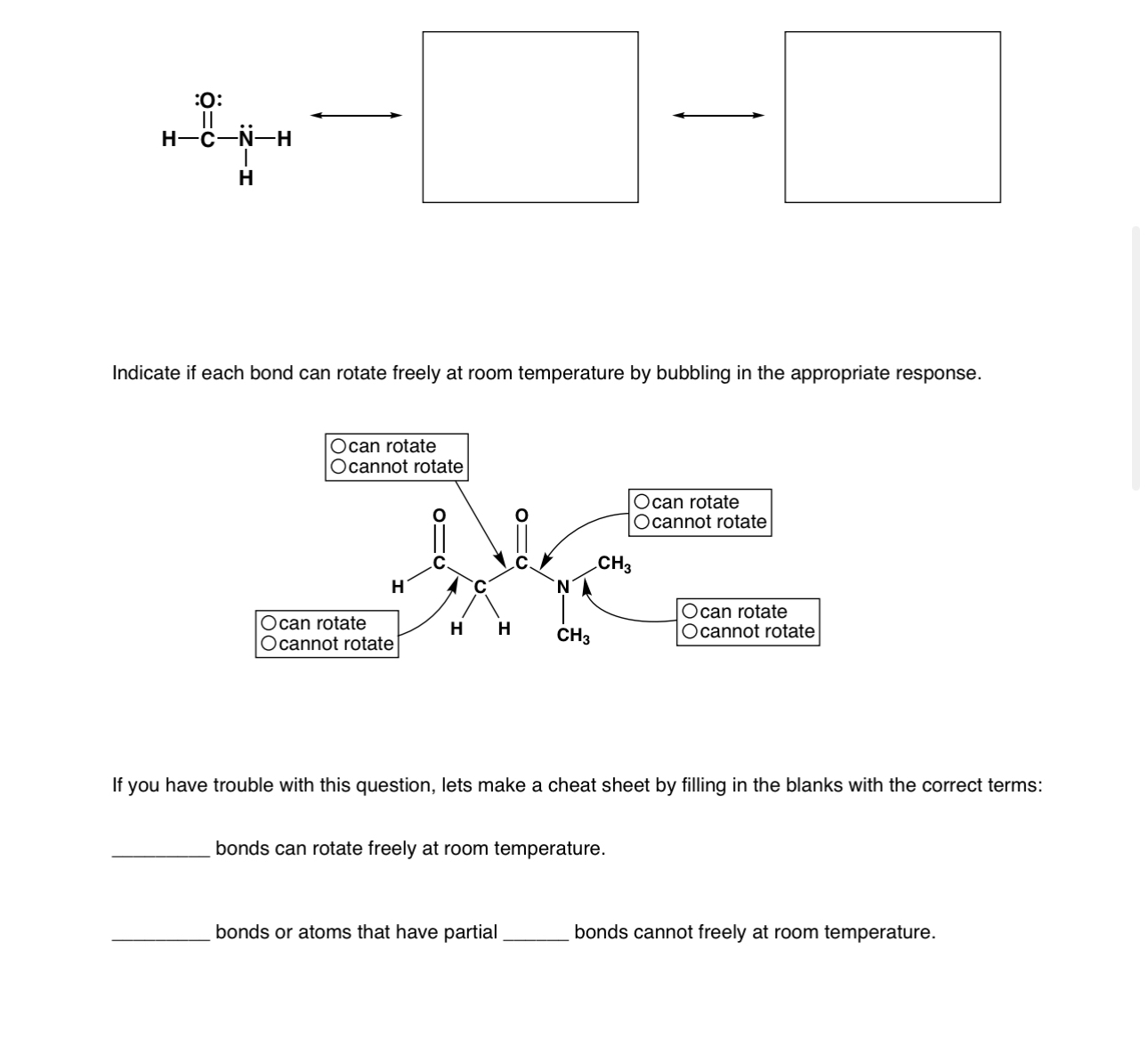 Solved Indicate if each bond can rotate freely at room | Chegg.com