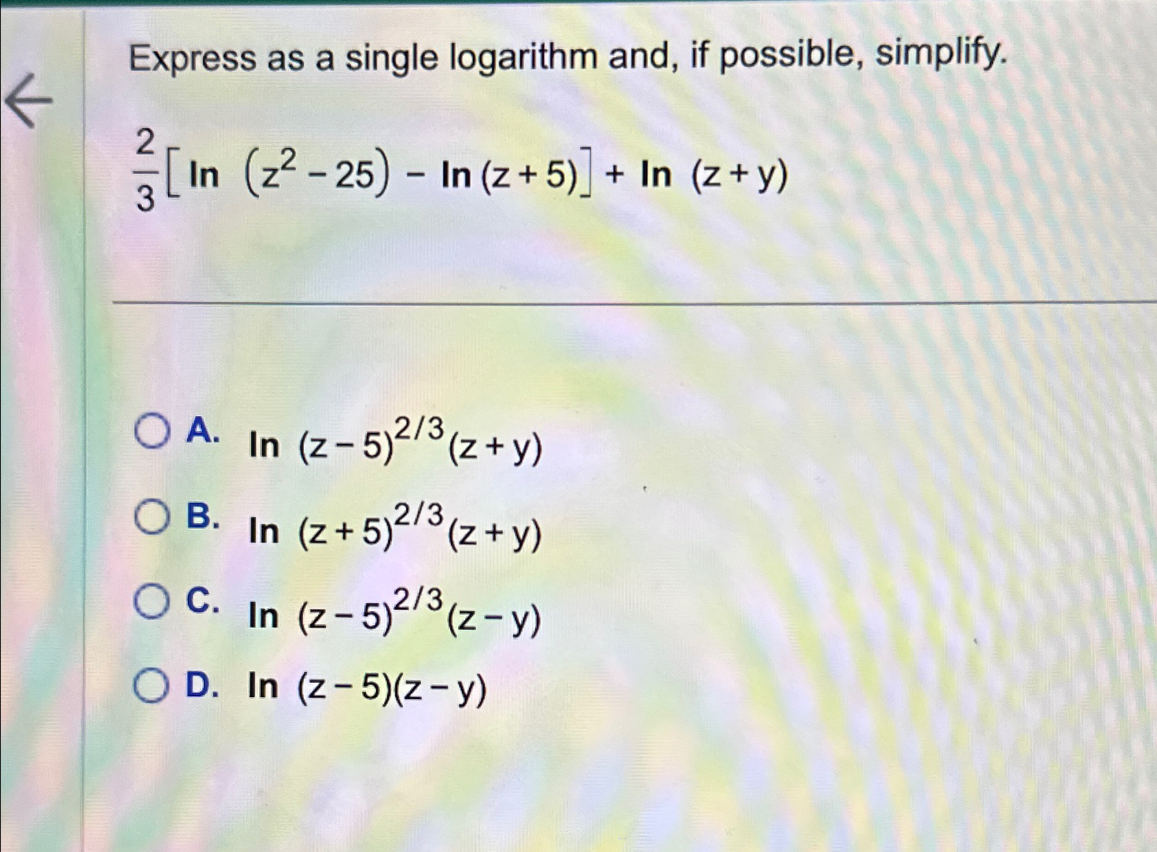 Solved Express as a single logarithm and, if possible, | Chegg.com