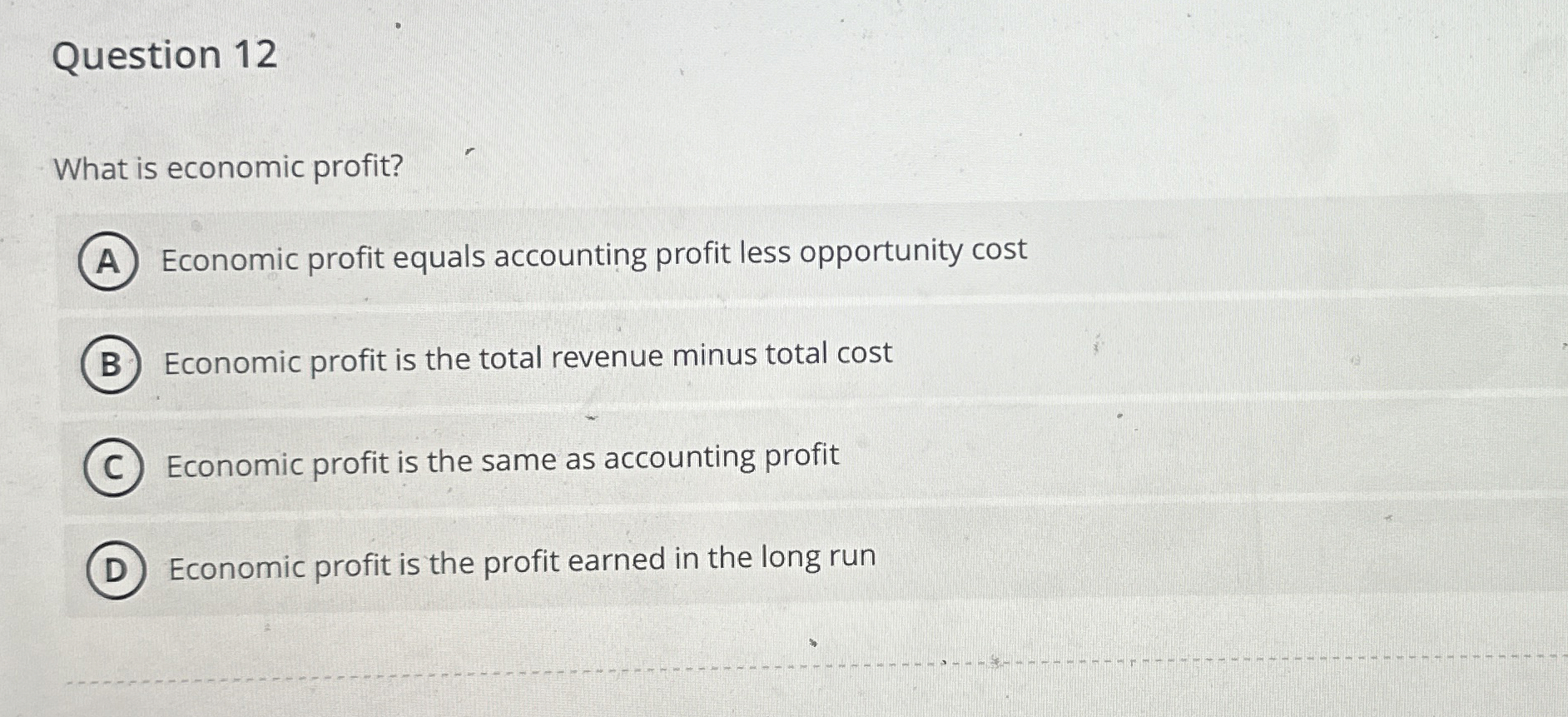 Solved Question 12What is economic profit?Economic profit | Chegg.com