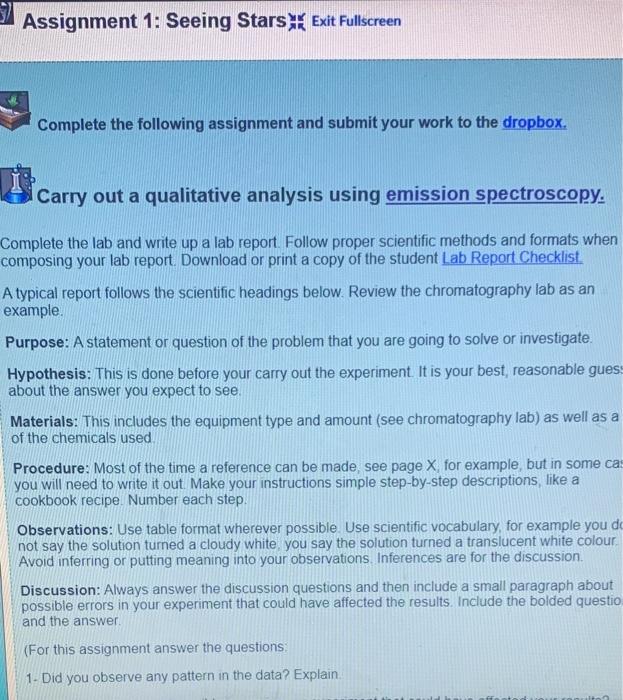 Solved Assignment 1: Seeing Stars Exit Fullscreen Complete | Chegg.com