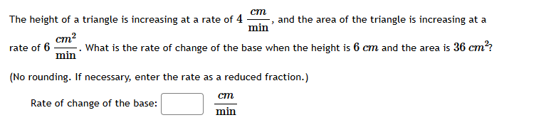 Solved The height of ﻿a triangle is ﻿increasing at ﻿a rate | Chegg.com