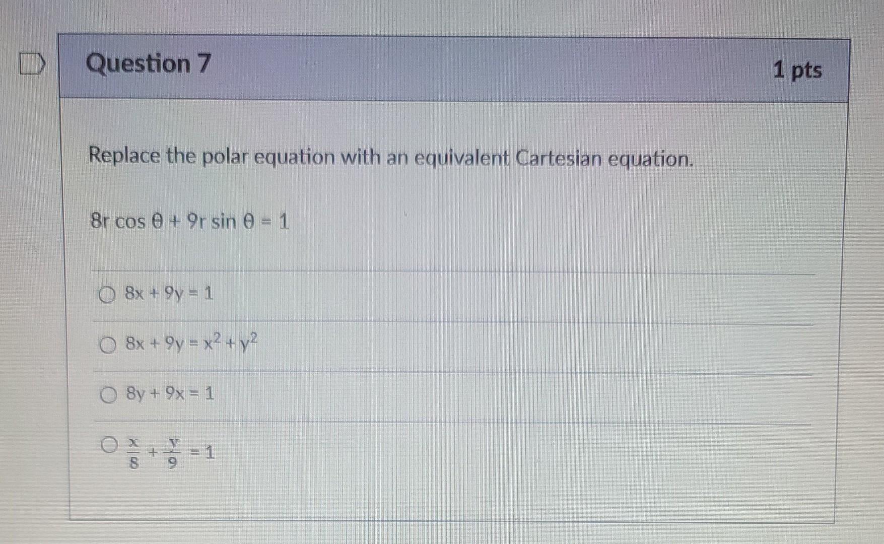 Solved Replace the polar equation with an equivalent | Chegg.com