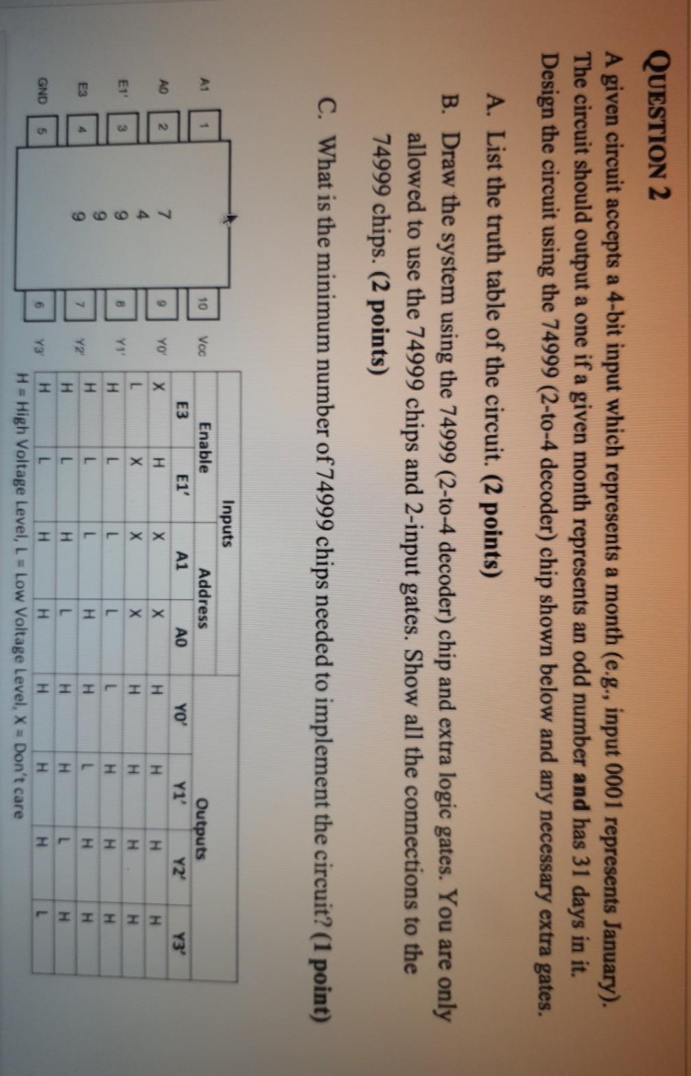 Solved QUESTION 2 A Given Circuit Accepts A 4-bit Input | Chegg.com