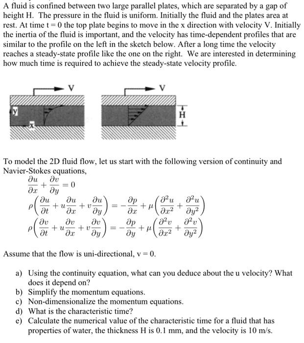 Solved A fluid is confined between two large parallel | Chegg.com