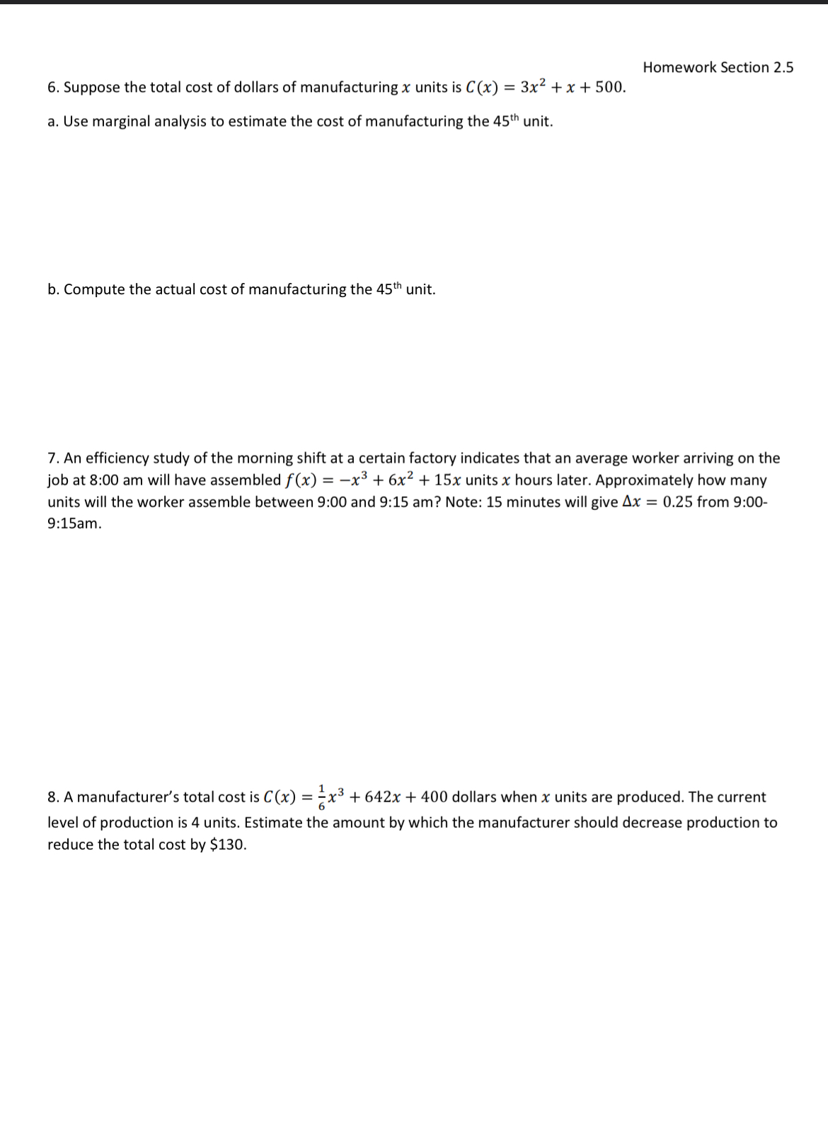 Solved Homework Section 2 56 ﻿suppose The Total Cost Of