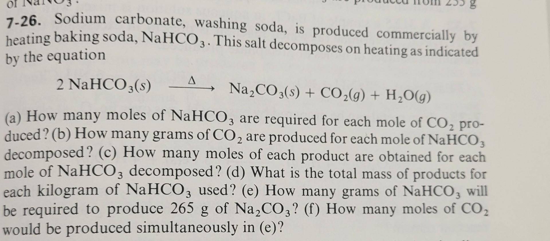Solved 7-26. Sodium carbonate, washing soda, is produced