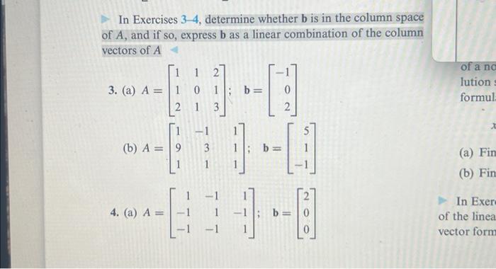 Solved In Exercises 3-4, Determine Whether B Is In The | Chegg.com