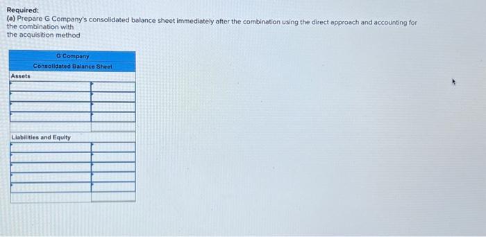 Solved Required: (a) Prepare G Company's Consolidated | Chegg.com