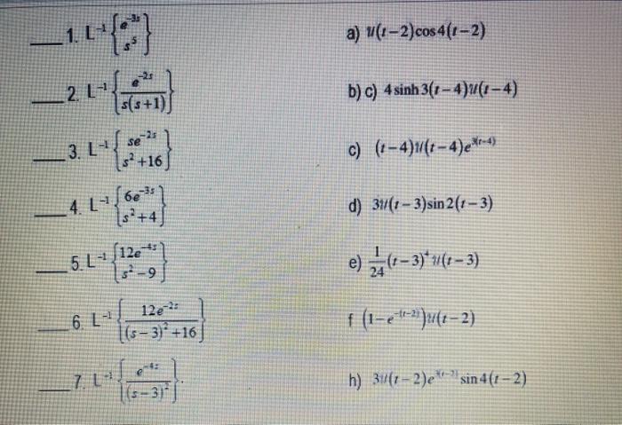 Solved 1 A U 1 2 Cos 4 1 2 25 24 W B C 4 Sinh 3 Chegg Com