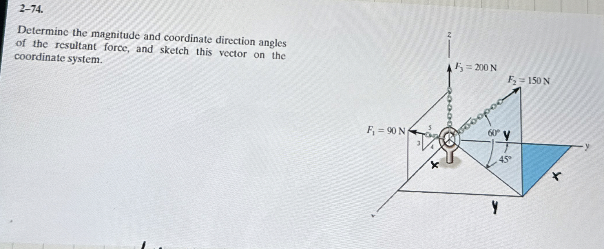 Solved 2-74.Determine the magnitude and coordinate direction | Chegg.com