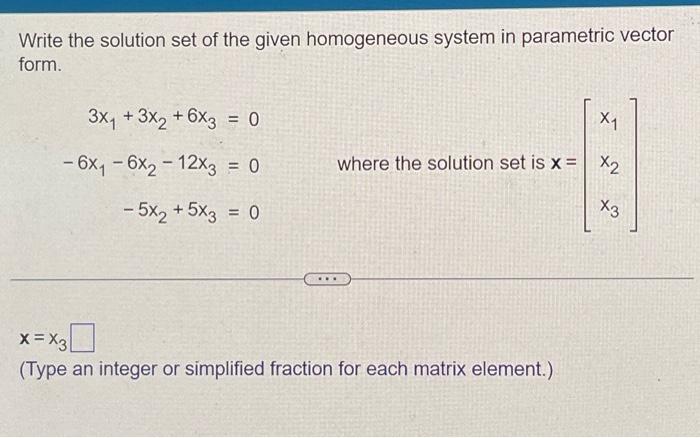homogeneous system in parametric vector form calculator