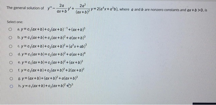 Solved The General Solution Of Y 2a Y 292 Ax B Chegg Com