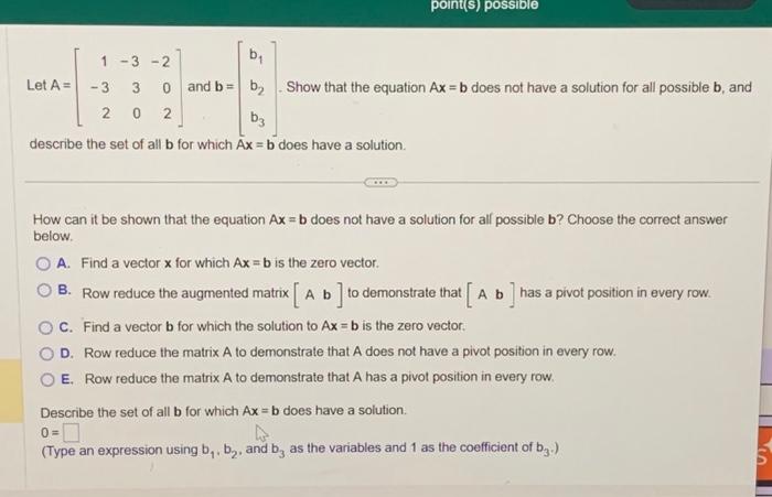 Solved 1-3 b₁ - -2 Let A = - 3 3 0 and b = b₂ ⠀⠀⠀ 2 0 2 b3 | Chegg.com