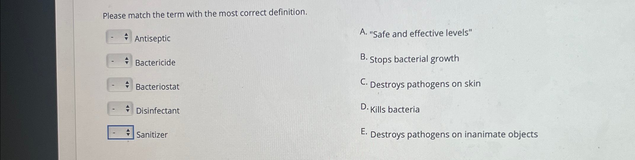 Solved Please match the term with the most correct | Chegg.com