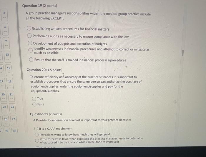 Solved Question 19 (2 points) A group practice manager's | Chegg.com
