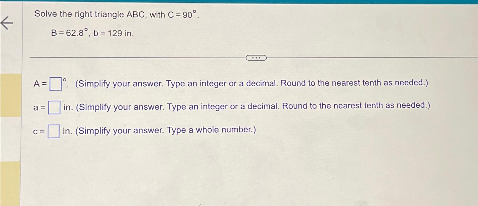 Solved Solve The Right Triangle ABC, With | Chegg.com