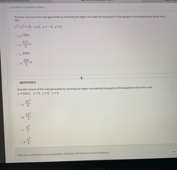 Solved Question Completion Status: Find the volume of the | Chegg.com