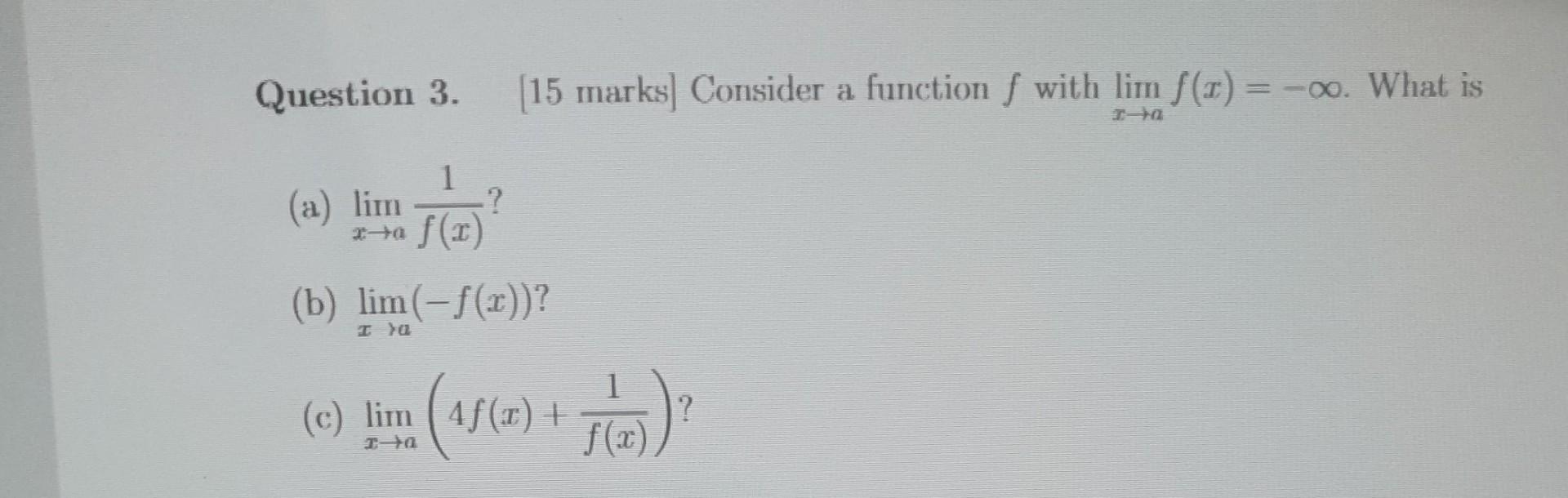 Solved Question 3. [15 marks] Consider a function f with | Chegg.com
