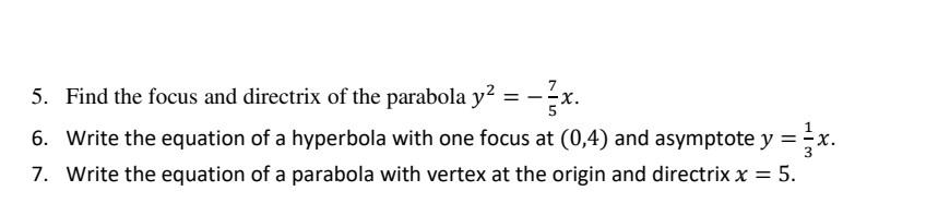 Solved 5. Find The Focus And Directrix Of The Parabola | Chegg.com