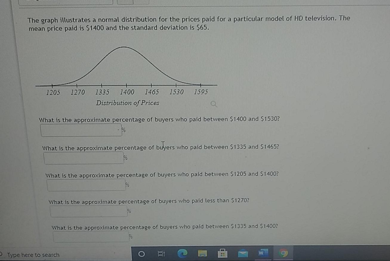 Solved The graph illustrates a normal distribution for the | Chegg.com