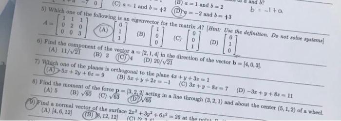 Solved (B) A=1 And B=2 (B) A=1 And B=2 (D) B=−2 And B=+3 And | Chegg.com