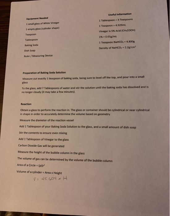 Solved Teaspoons of Baking Soda 1 teaspoon Tablespoons of