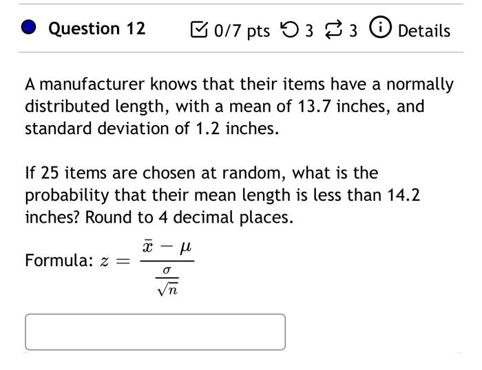 Solved Question 1 ū017 pts 53 33 0 Details Use the standard | Chegg.com