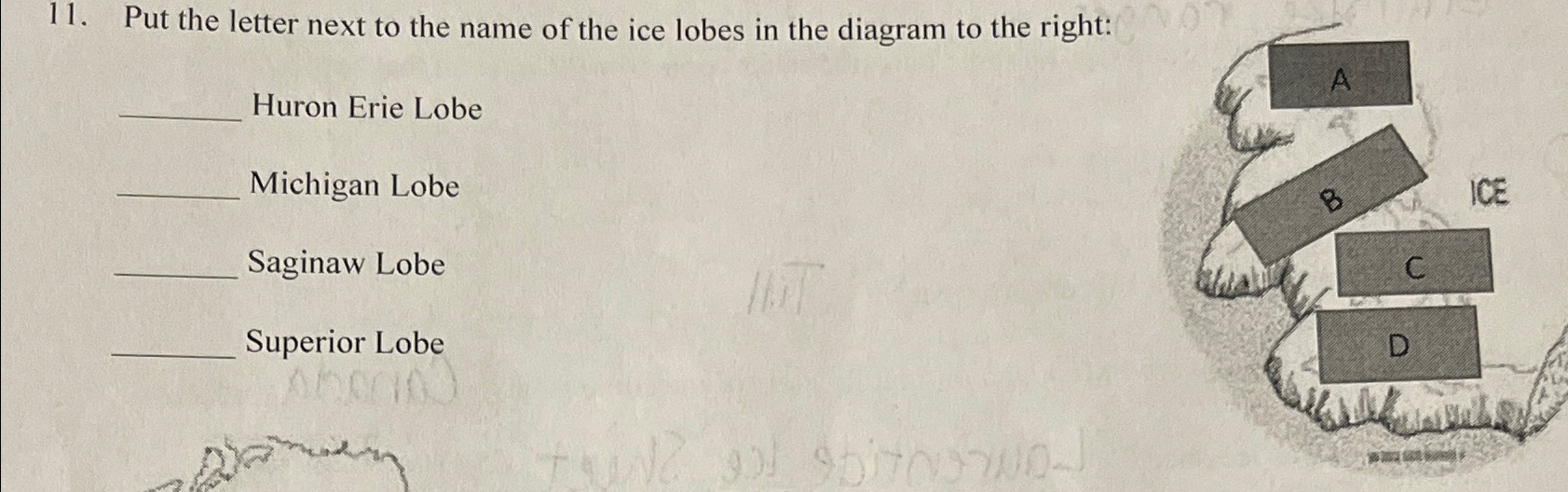 Solved Put the letter next to the name of the ice lobes in | Chegg.com