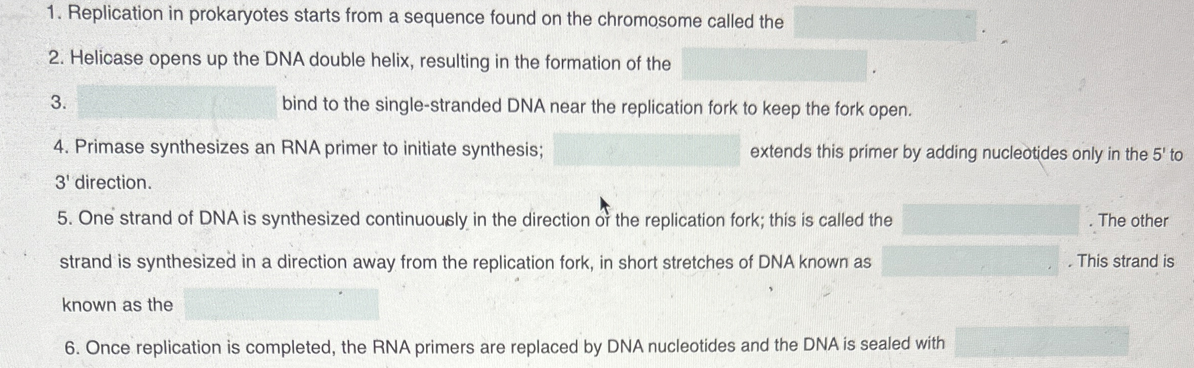Solved Replication in prokaryotes starts from a sequence
