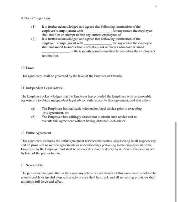 Solved Employment Agreement (Sample) THIS AGREEMENT made as | Chegg.com