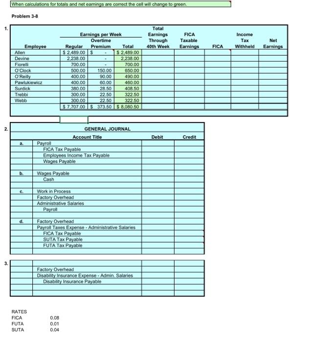 Solved Payroll work sheet and journal entries The payroll | Chegg.com