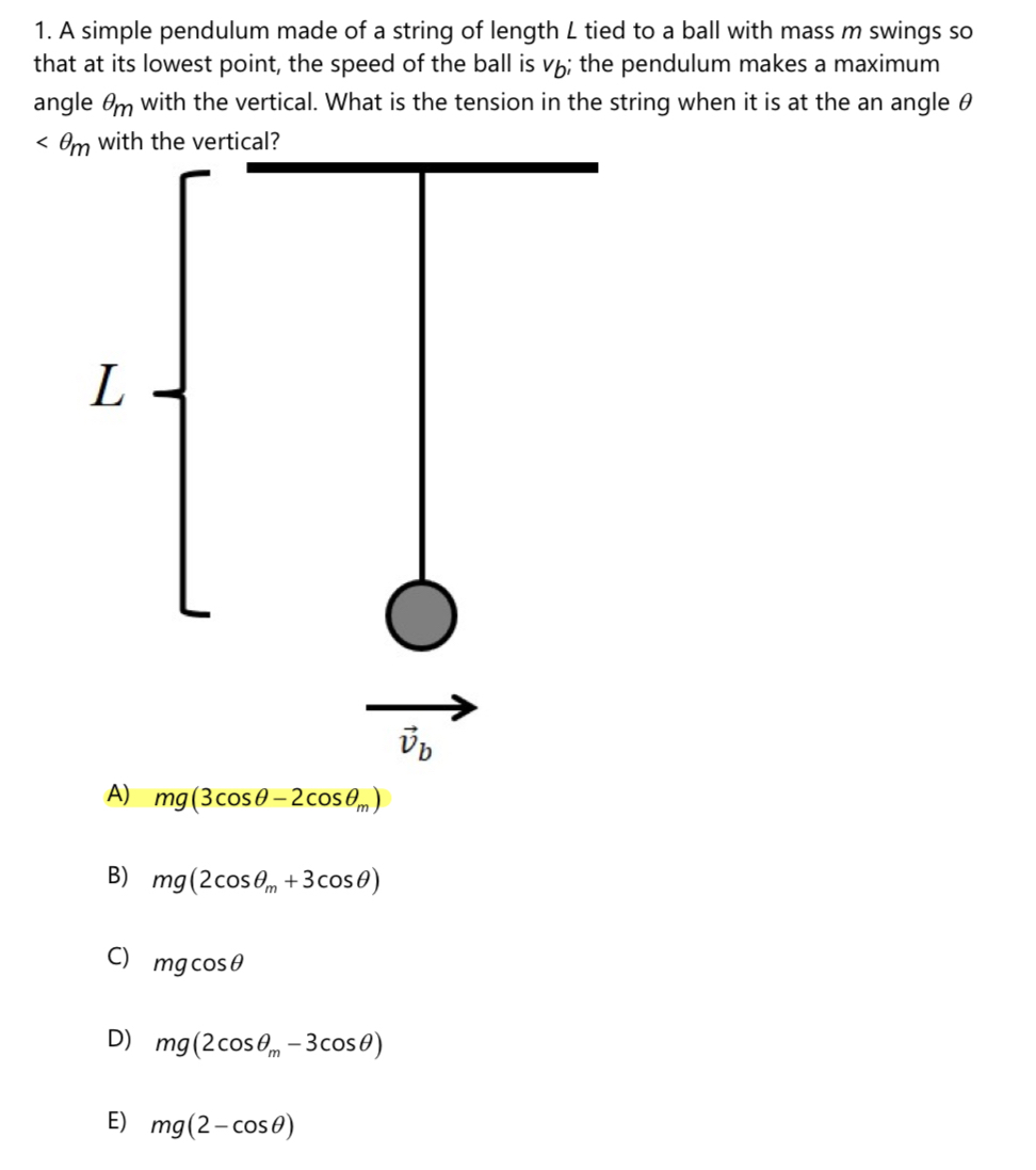 Solved The answer is (A)A simple pendulum made of a string | Chegg.com