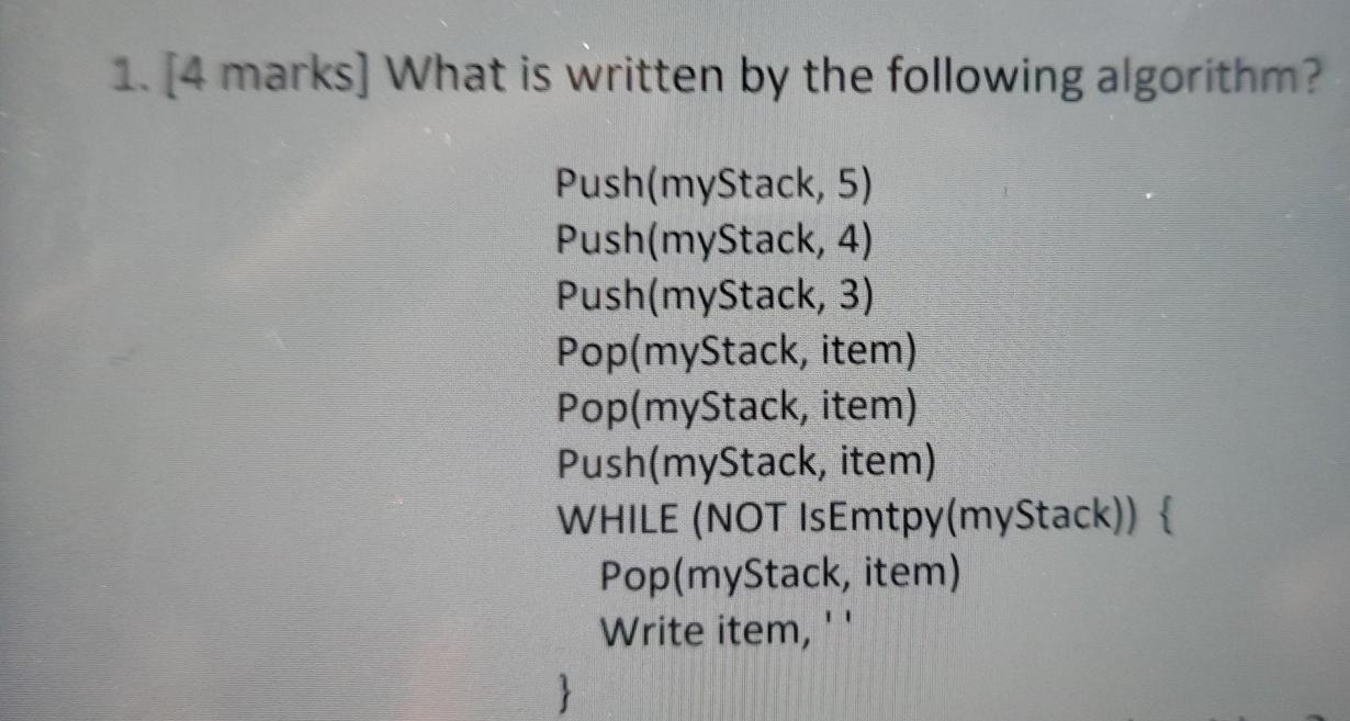 Solved 1. [4 marks] What is written by the following | Chegg.com