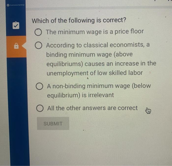 Solved Which of the following is correct? The minimum wage