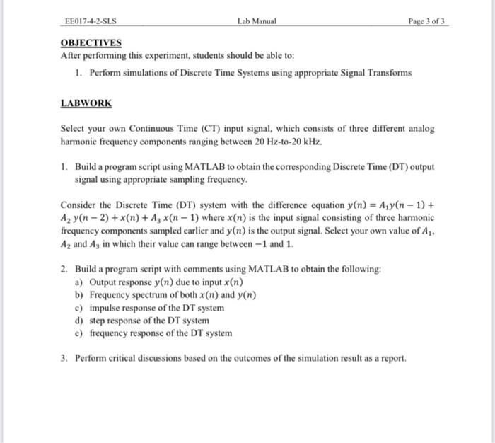 Solved EE017-4-2-SLS Lab Manual Page 3 of 3 OBJECTIVES After | Chegg.com